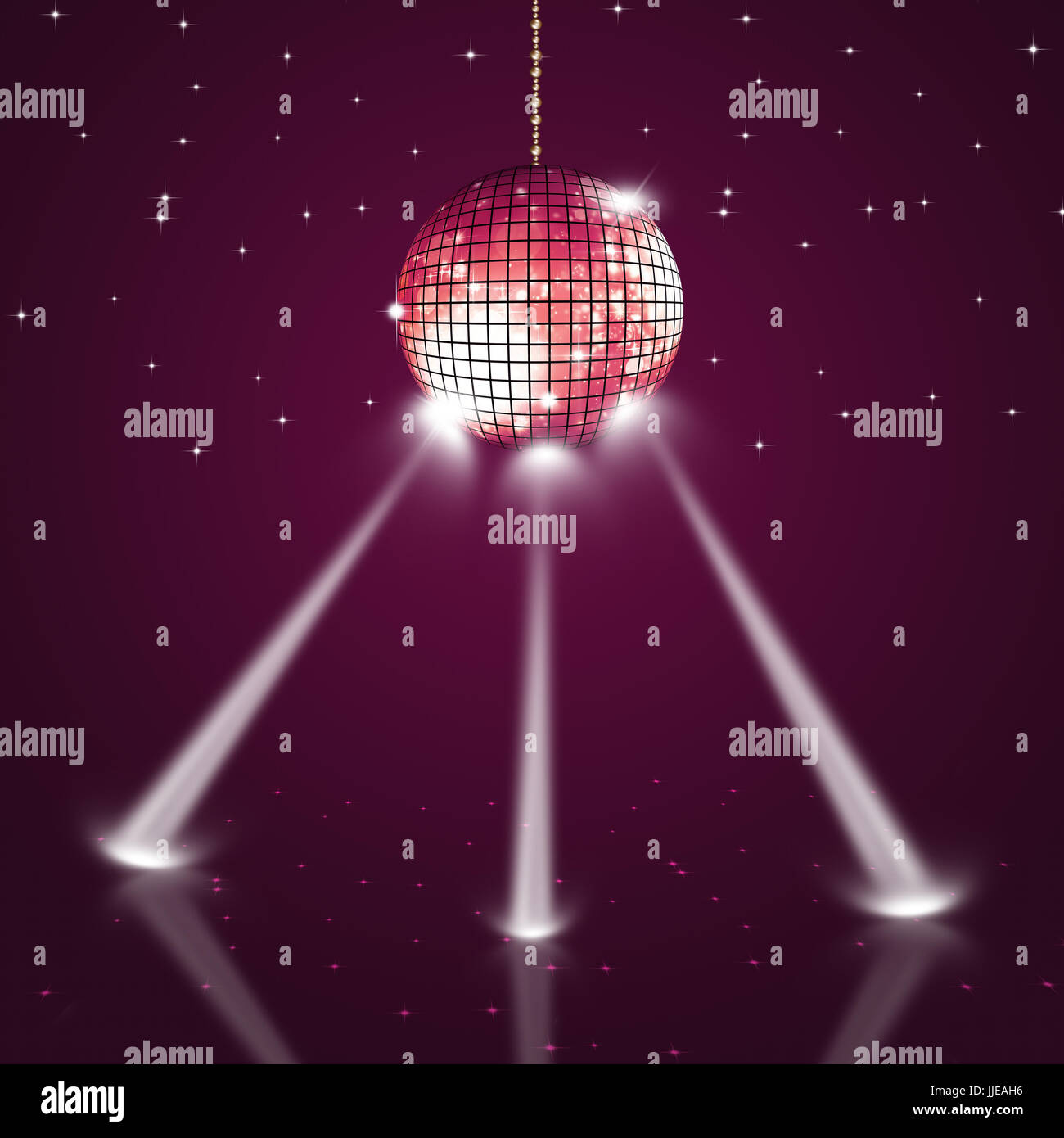 music disco ball on dark red background with spotlight Stock Photo - Alamy