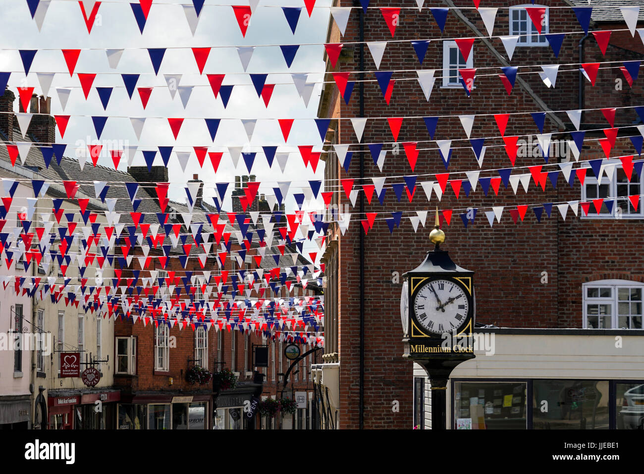 Colourful Bunting in Ashbourne Derbyshire England Stock Photo
