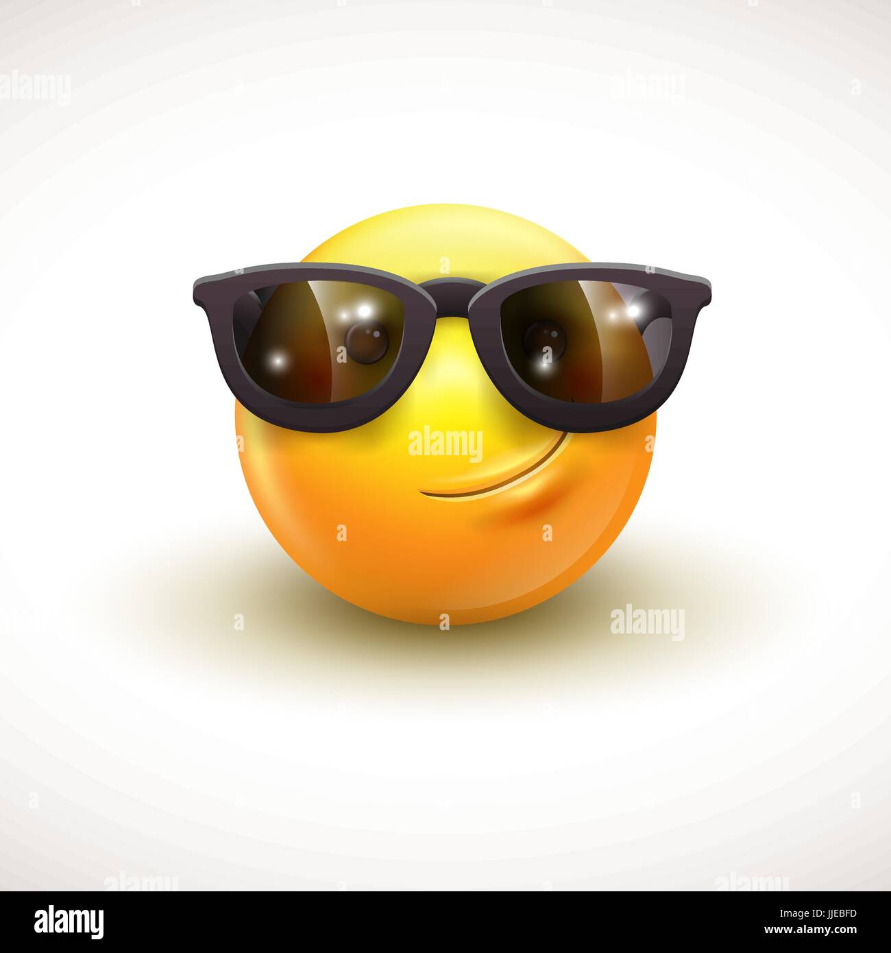 Cute smiling emoticon wearing black sunglasses, emoji, smiley - vector  illustration Stock Vector Image & Art - Alamy
