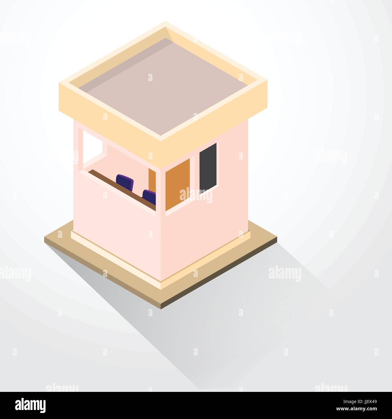 Flat 3d Isometric Security Lodge, guard room, isometric for graphic template - 3D vector illustration. Stock Vector