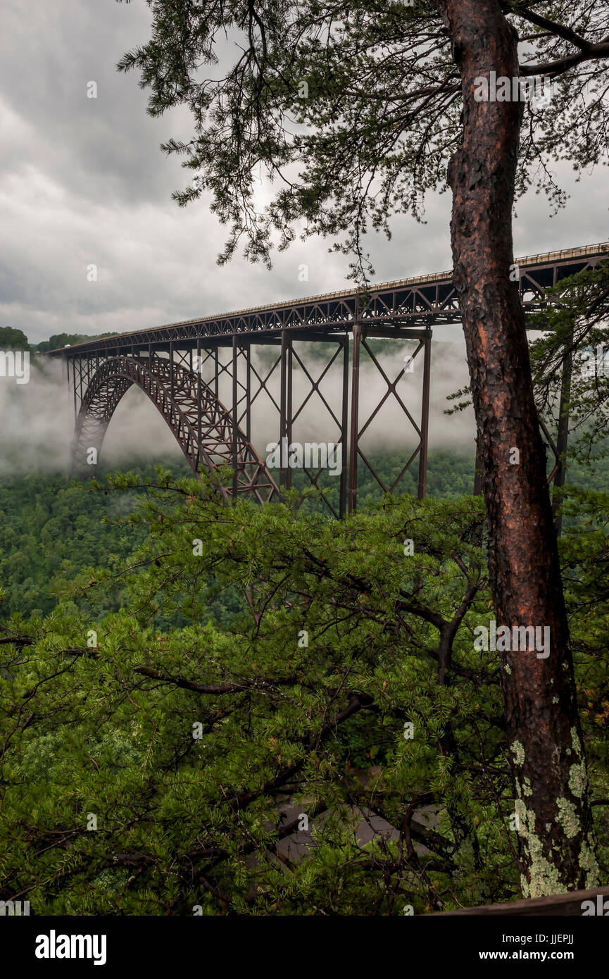New River Bridge In Fog