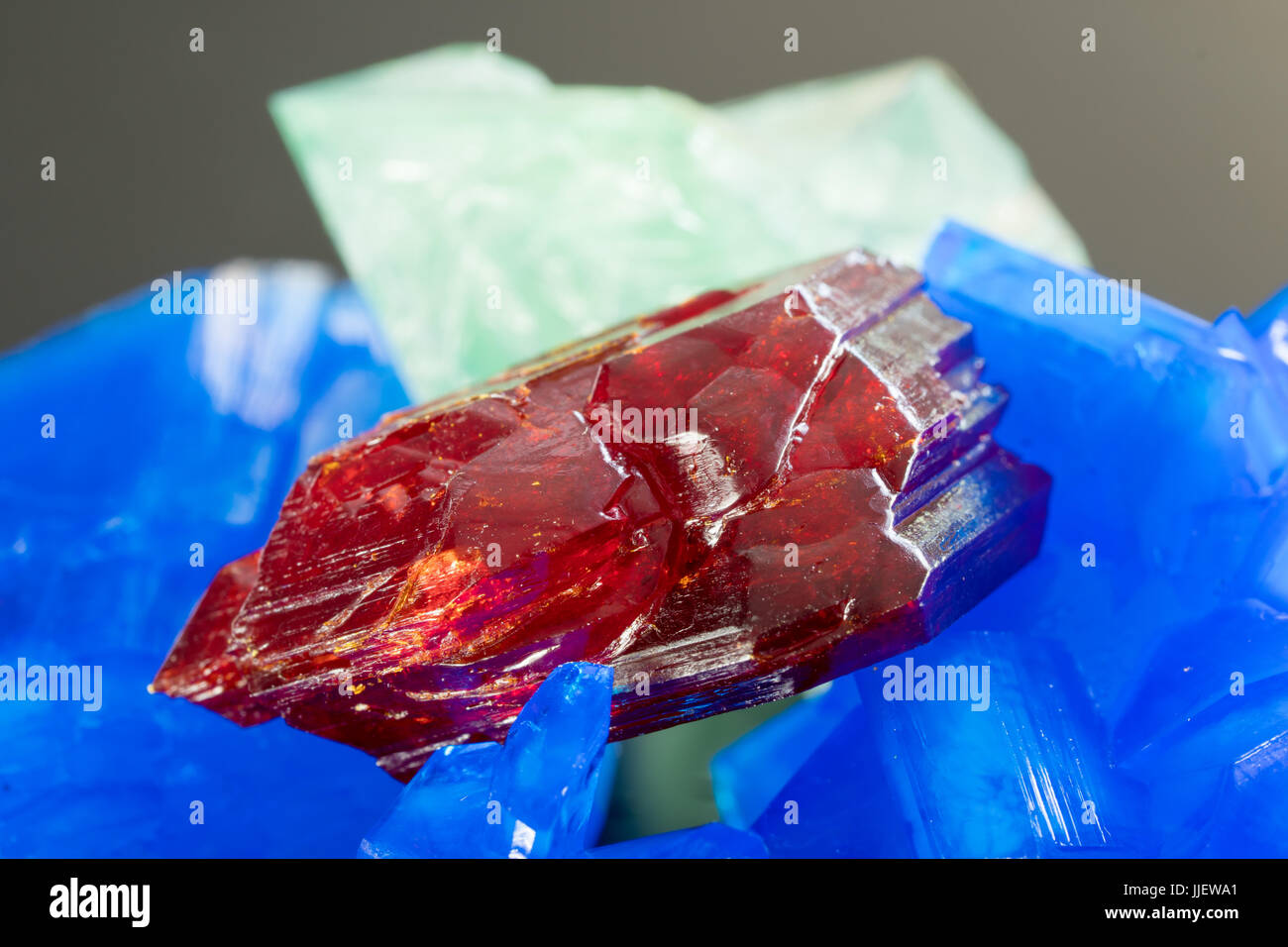 Collection Natural crystal mineral of red, blue and green color Stock ...
