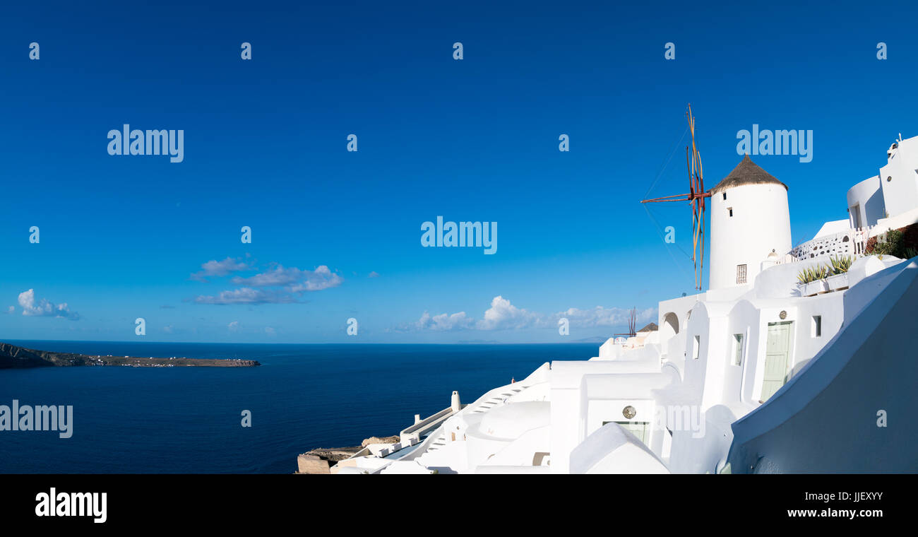 Panorama View of the caldera island of Santorini, Greece Stock Photo