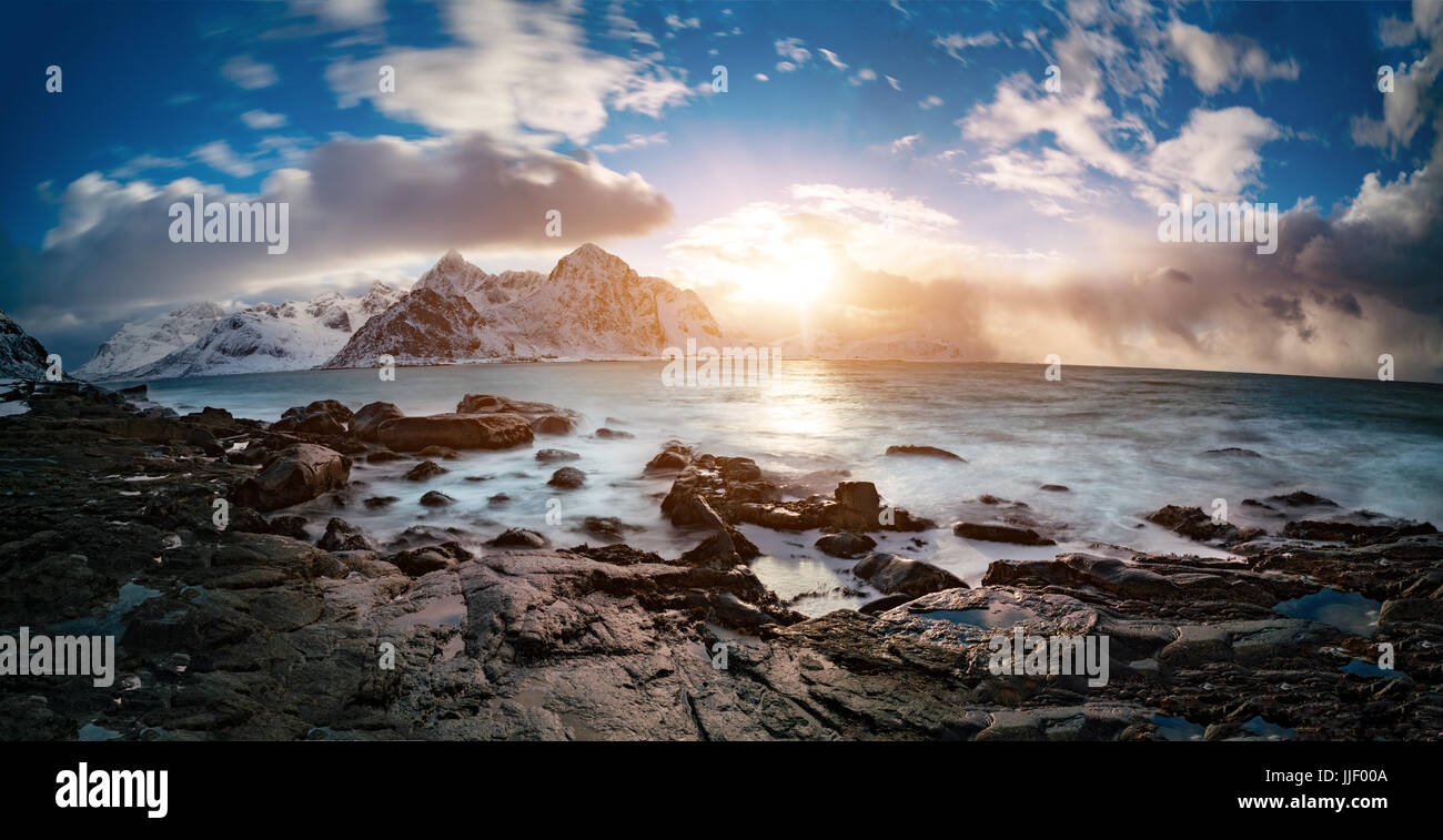 Sunrise on north sea. Norway Stock Photo
