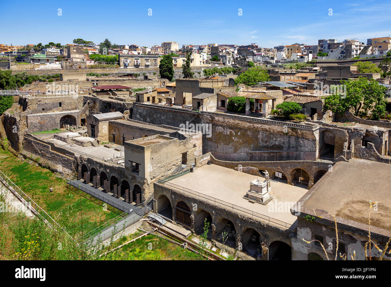 View of Ercolano and the Excavations of Herculaneum, Campania, Italy Stock Photo