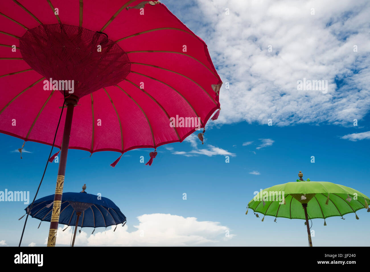 Sun umbrellas on a beach Stock Photo