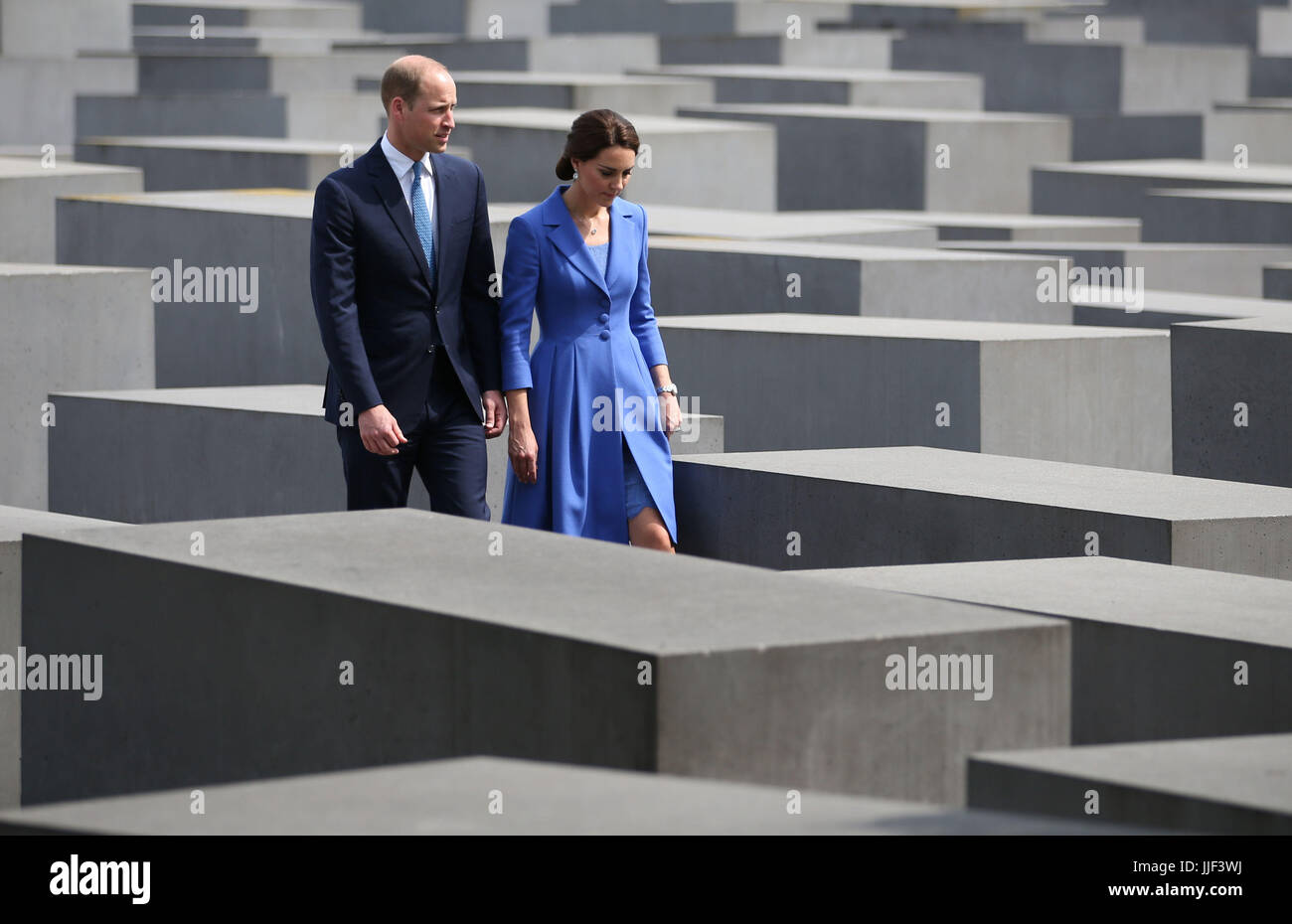 The Duke and Duchess of Cambridge during a visit to the Holocaust Memorial in Berlin on the first day of their three-day tour of Germany. Stock Photo