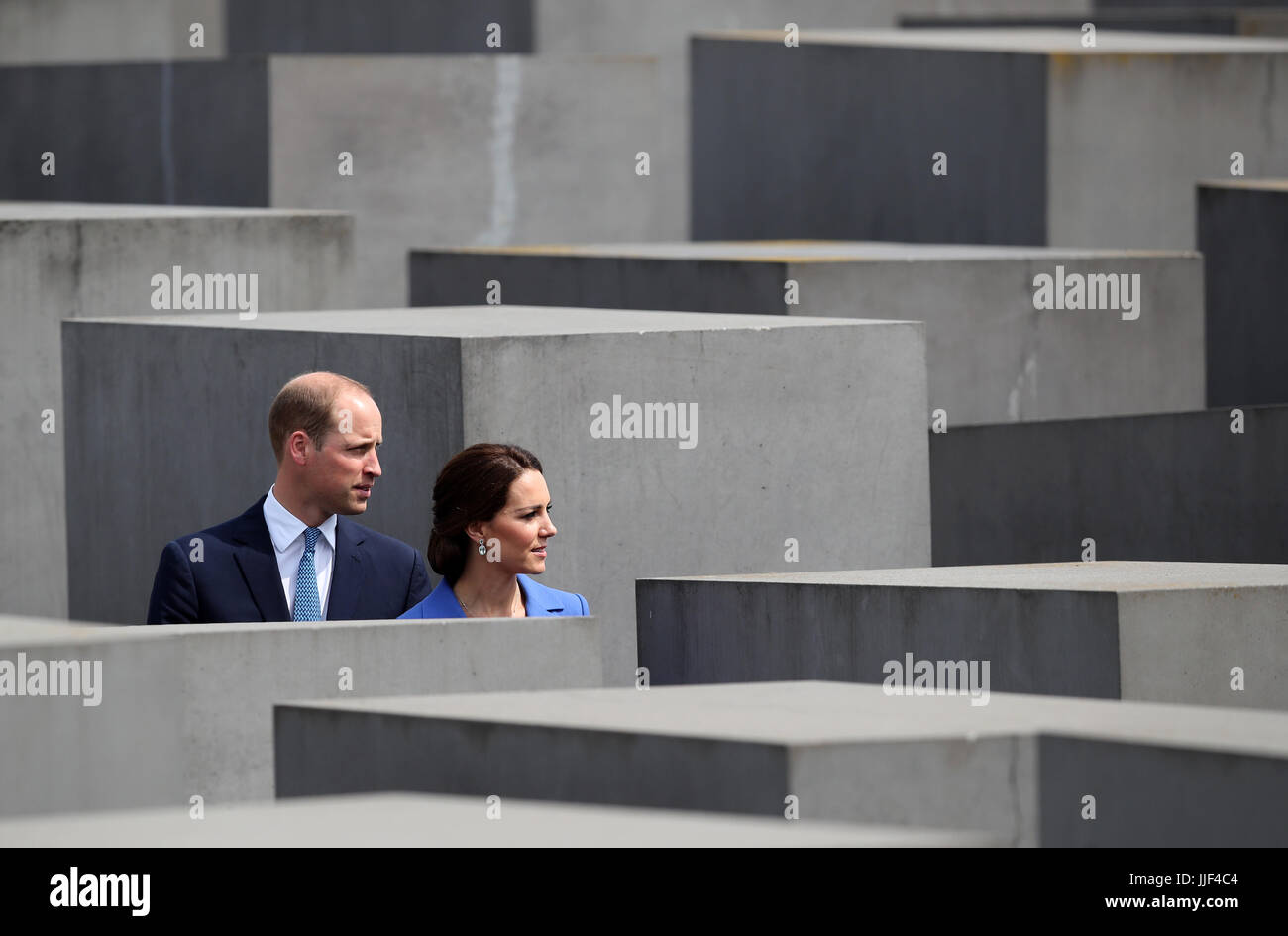 The Duke and Duchess of Cambridge during a visit to the Holocaust Memorial in Berlin on the first day of their three-day tour of Germany. Stock Photo