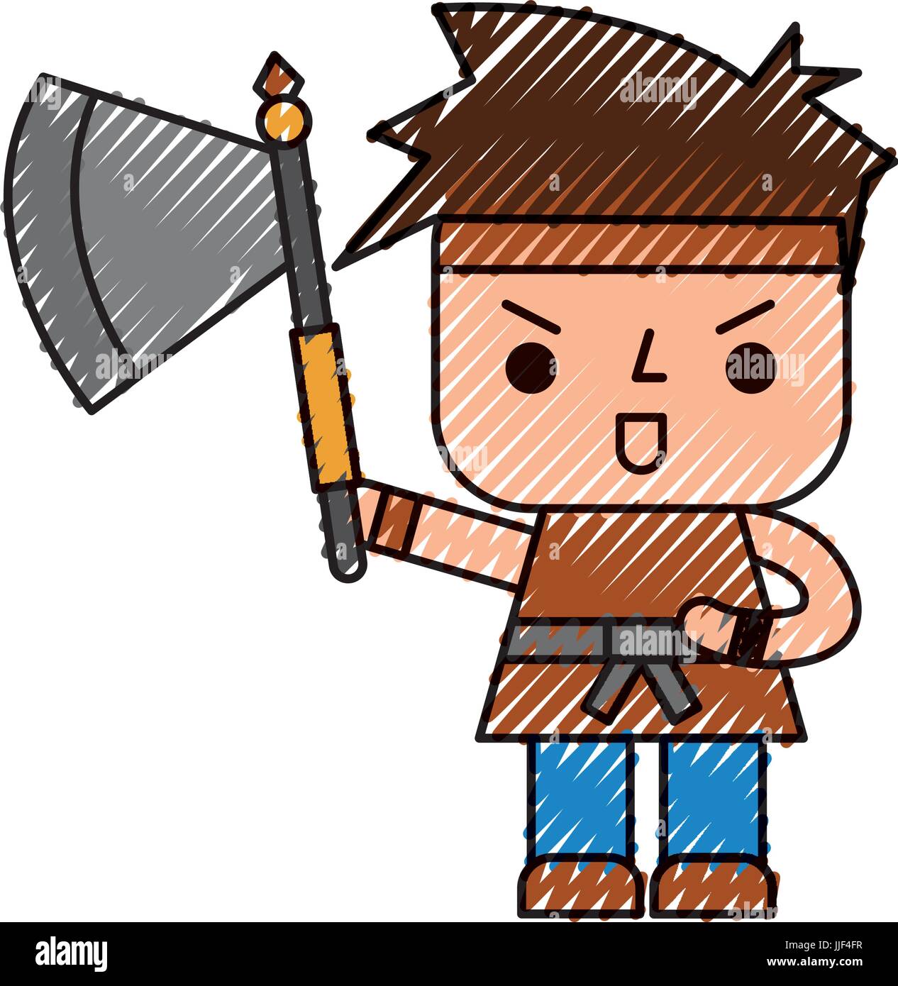 Avatar of a video game warrior with ax vector illustration design Stock ...