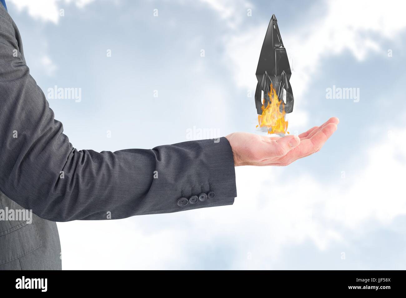 Hand holding rocket spaceship on hi-res stock photography and images ...