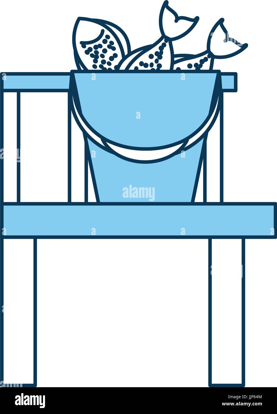 Fishing bucket with wooden pier vector illustration design Stock Vector ...