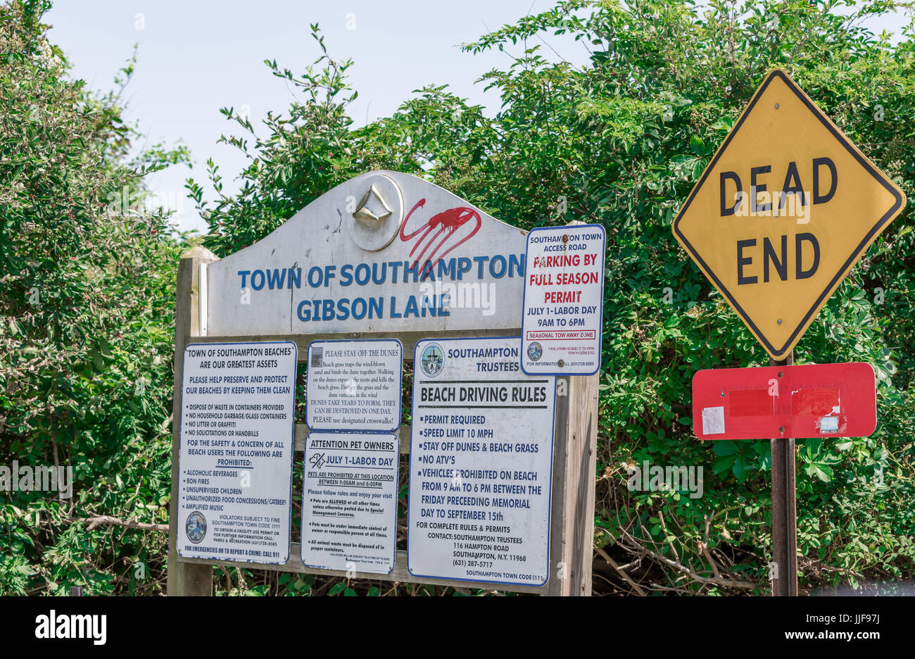 town of southampton, gibson beach, gibson lane, sagaponack ny Stock