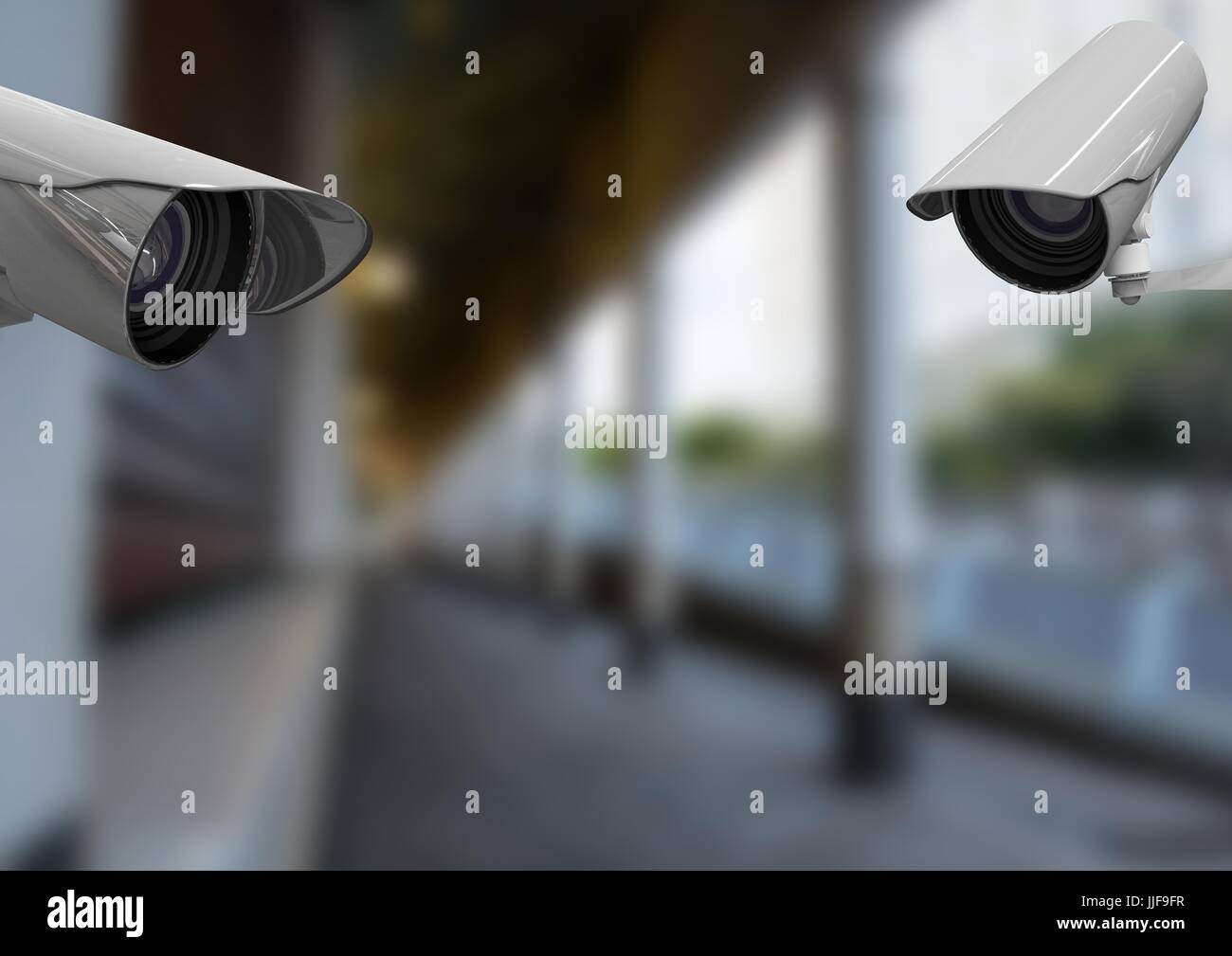 Digital composite of CCTV cameras in building Stock Photo