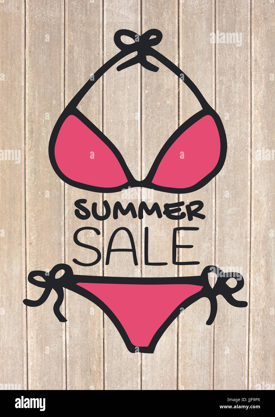 achterstalligheid Beschaven zin Digital composite of Summer sale text and pink bikini against decking Stock  Photo - Alamy