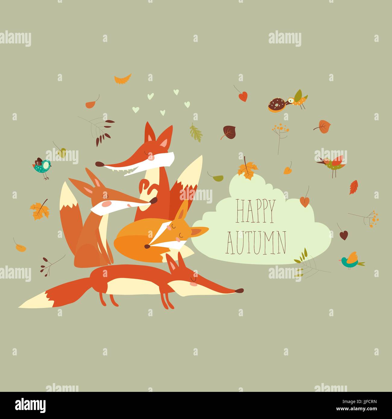 Cute forest foxes with autumn leaves Stock Vector Image & Art - Alamy