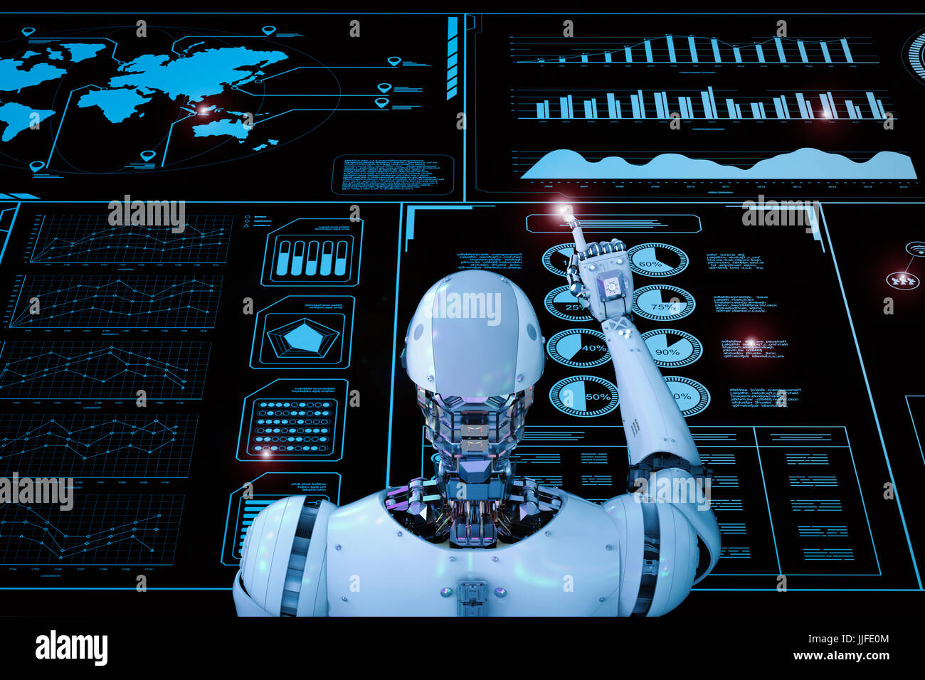 3d rendering robot working with digital display Stock Photo - Alamy