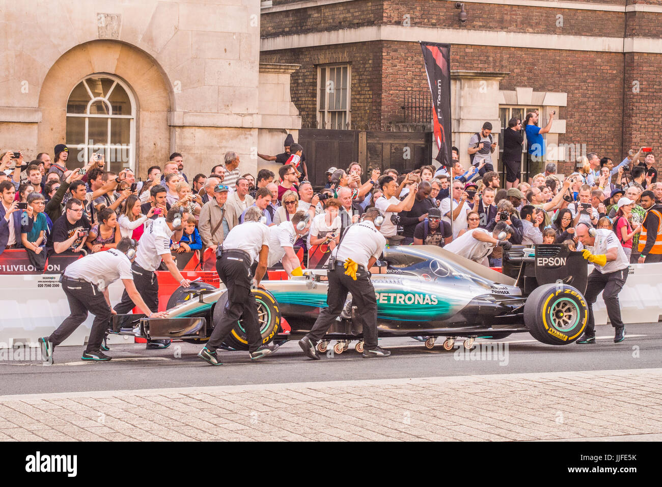 'F1 Live' Event in London with cars being driven along Whitehall Stock Photo