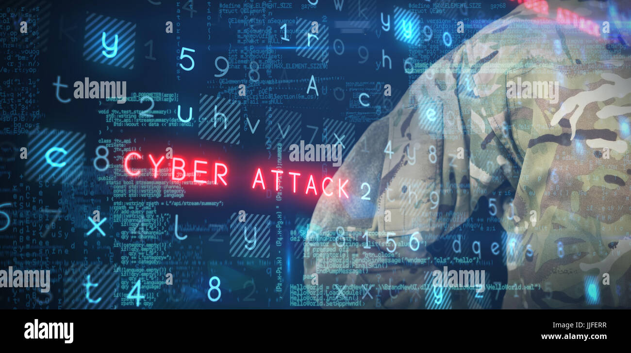 Mid section of military soldier against virus background Stock Photo ...