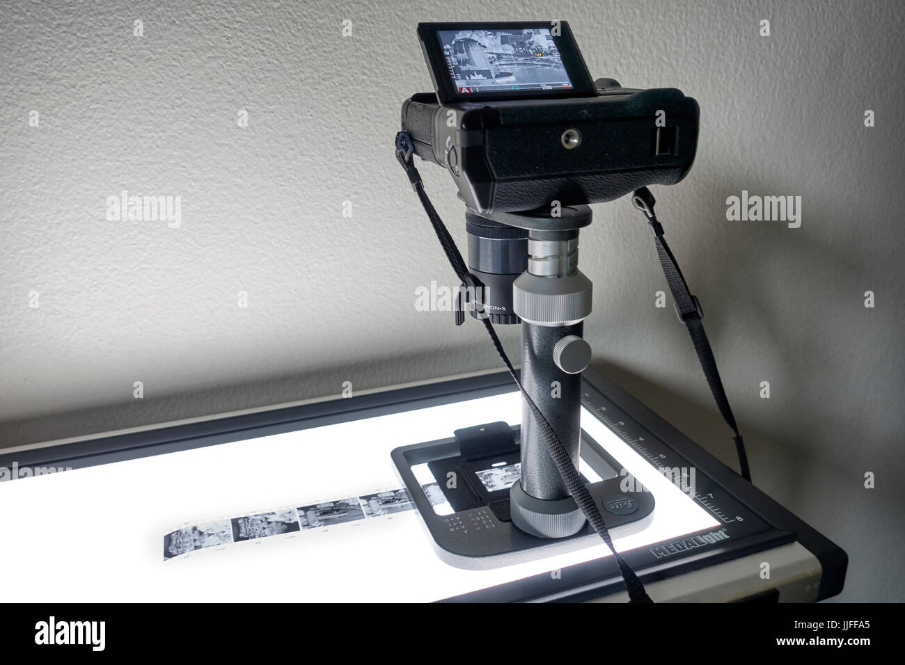 Film copying and digitizing setup. Leica Beoon and digital camera used