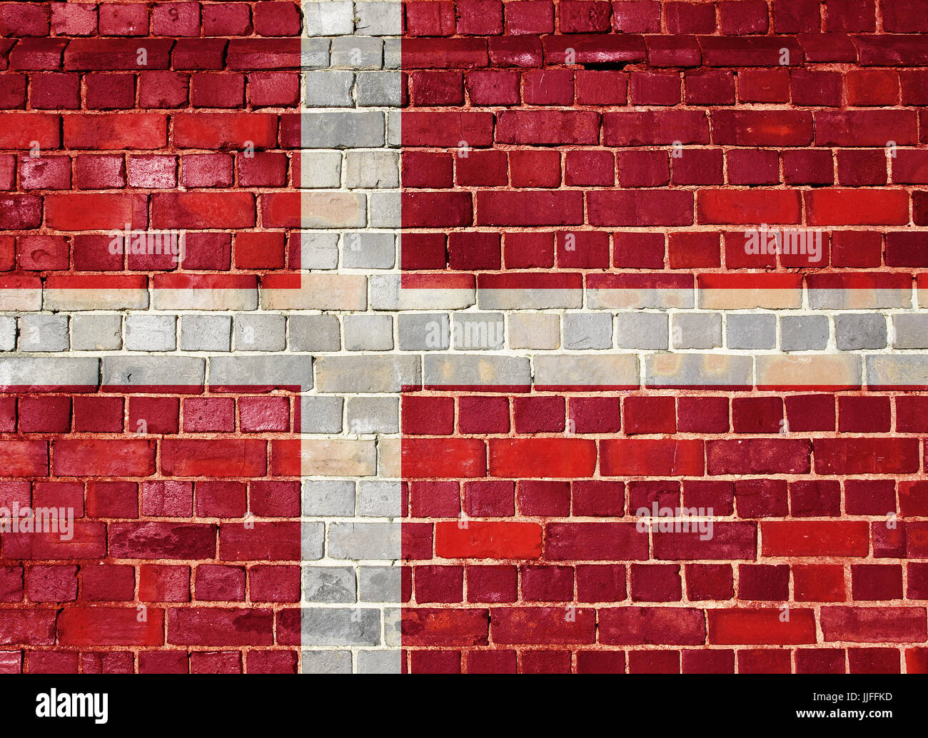 Denmark flag on an old brick wall background Stock Photo - Alamy