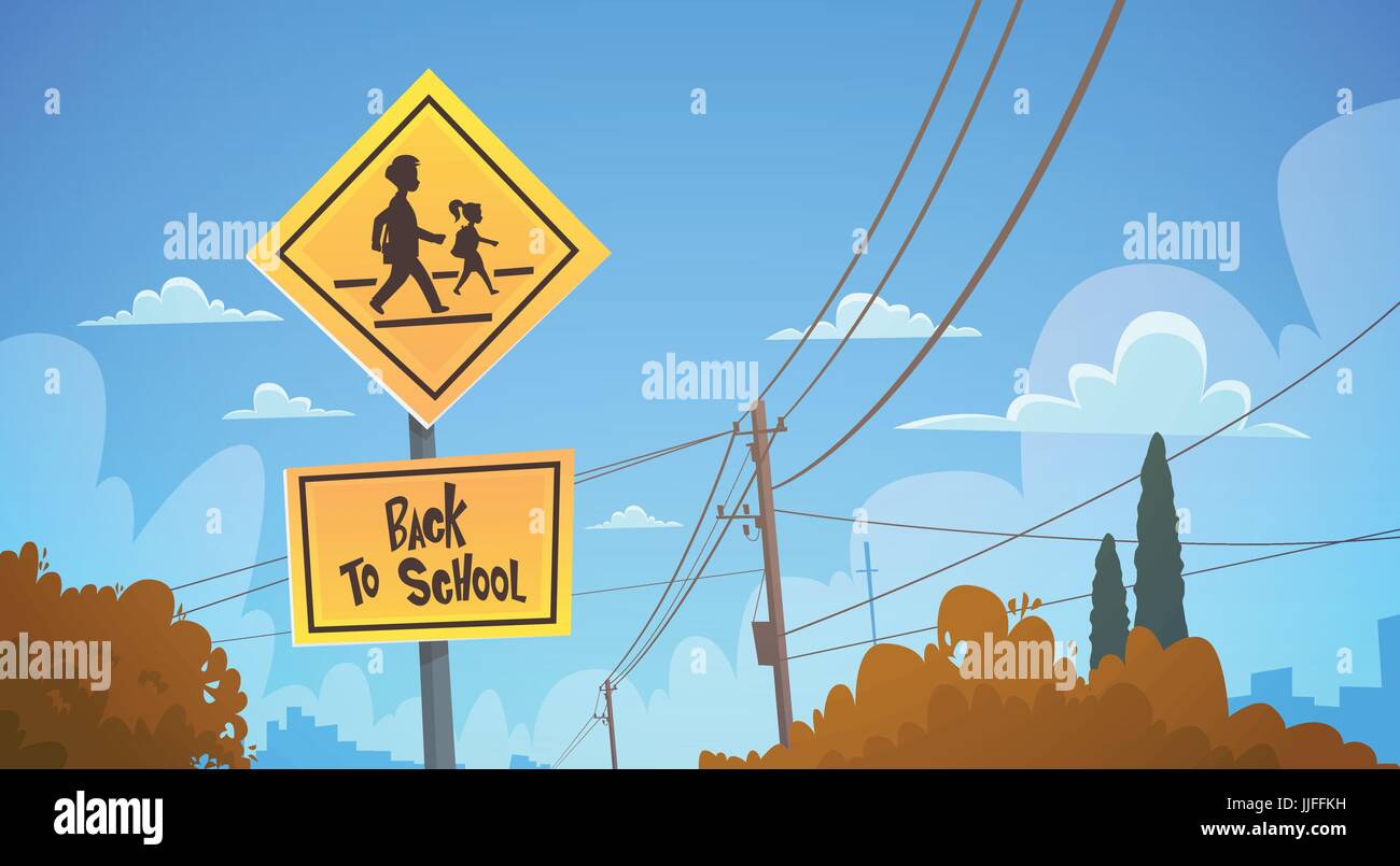 Back To School Study Road Sign Over Blue Sky Stock Vector