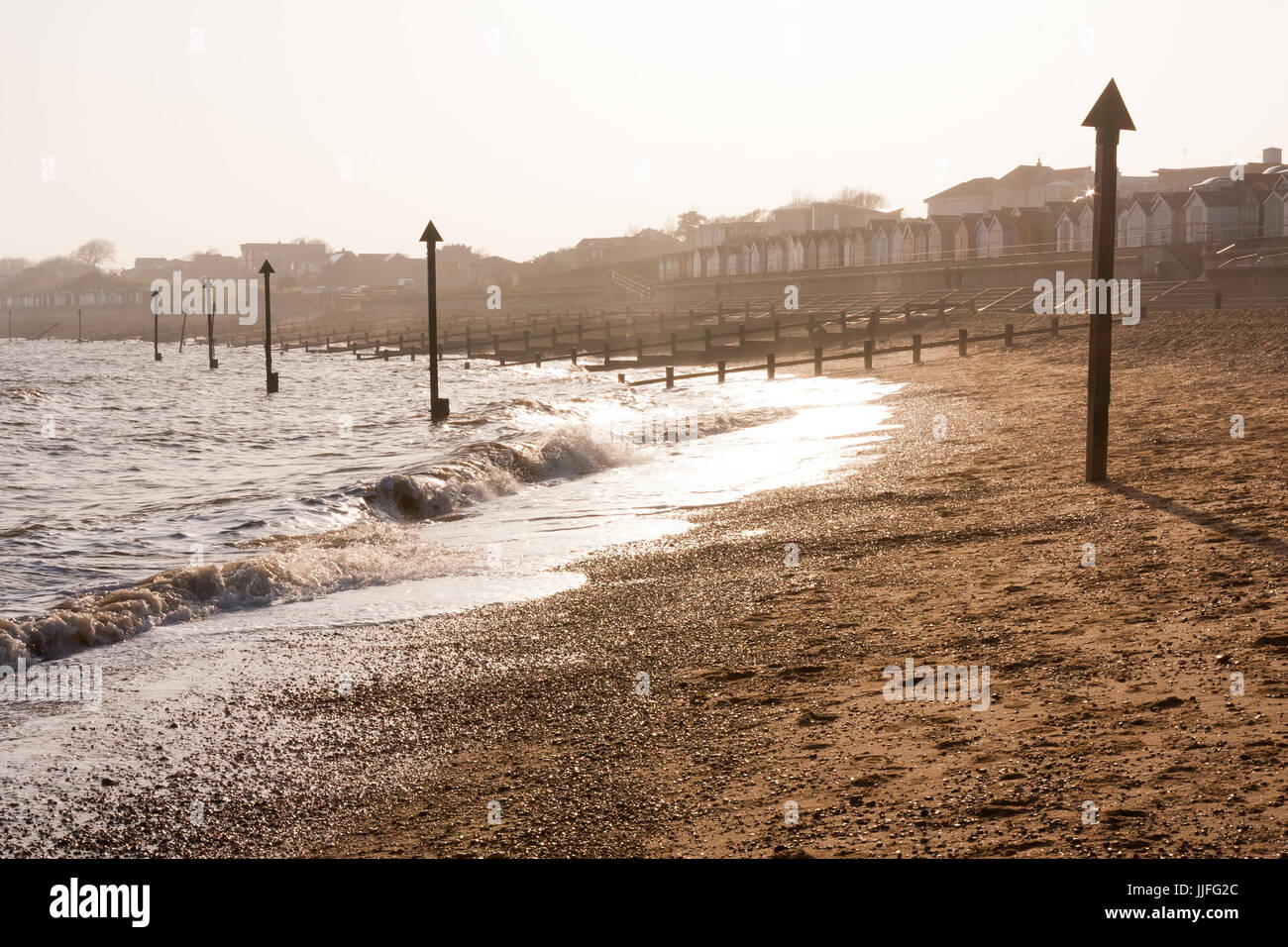 Felixstowe beach in winter sunshine Stock Photo