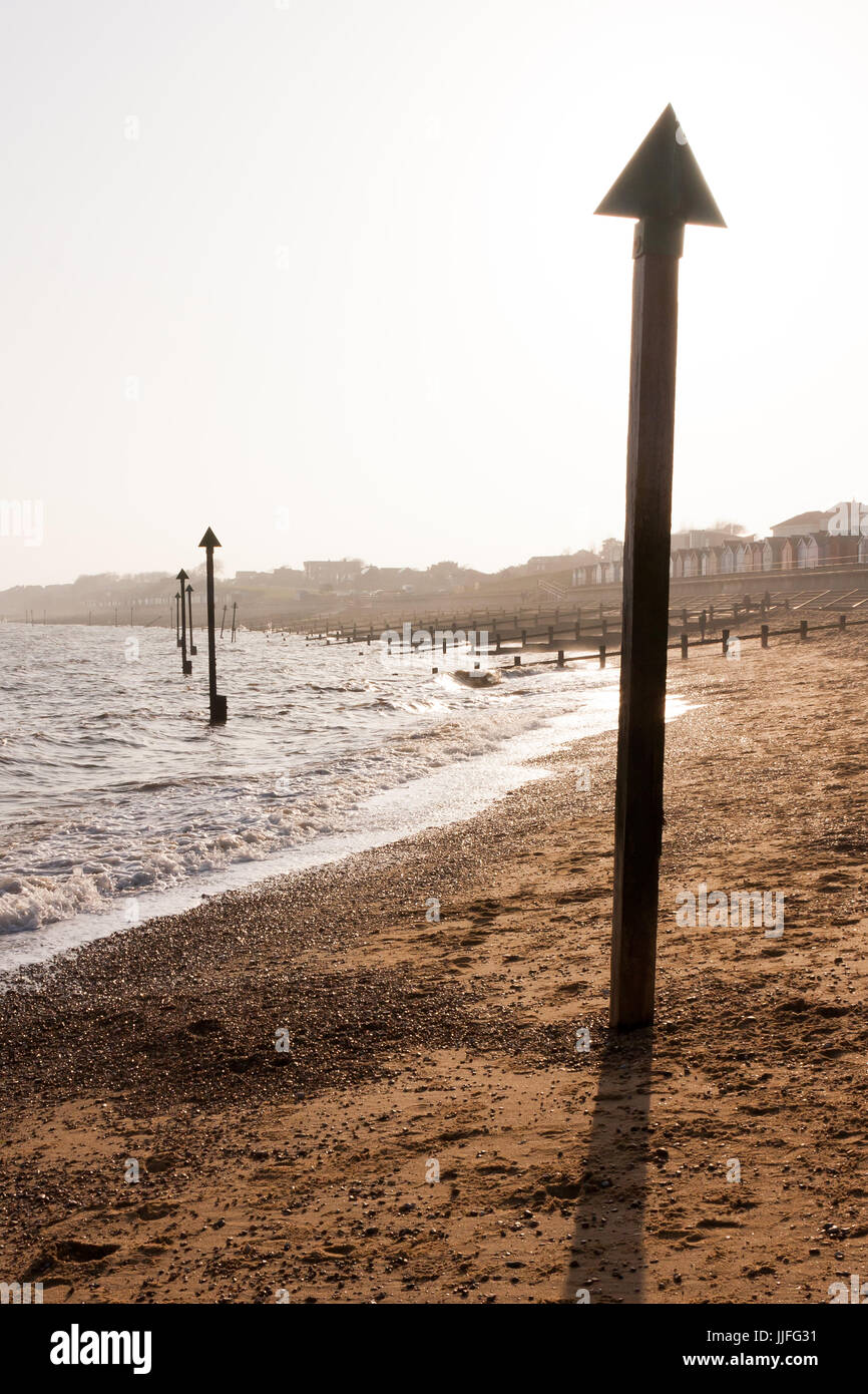 Felixstowe beach in winter sunshine Stock Photo