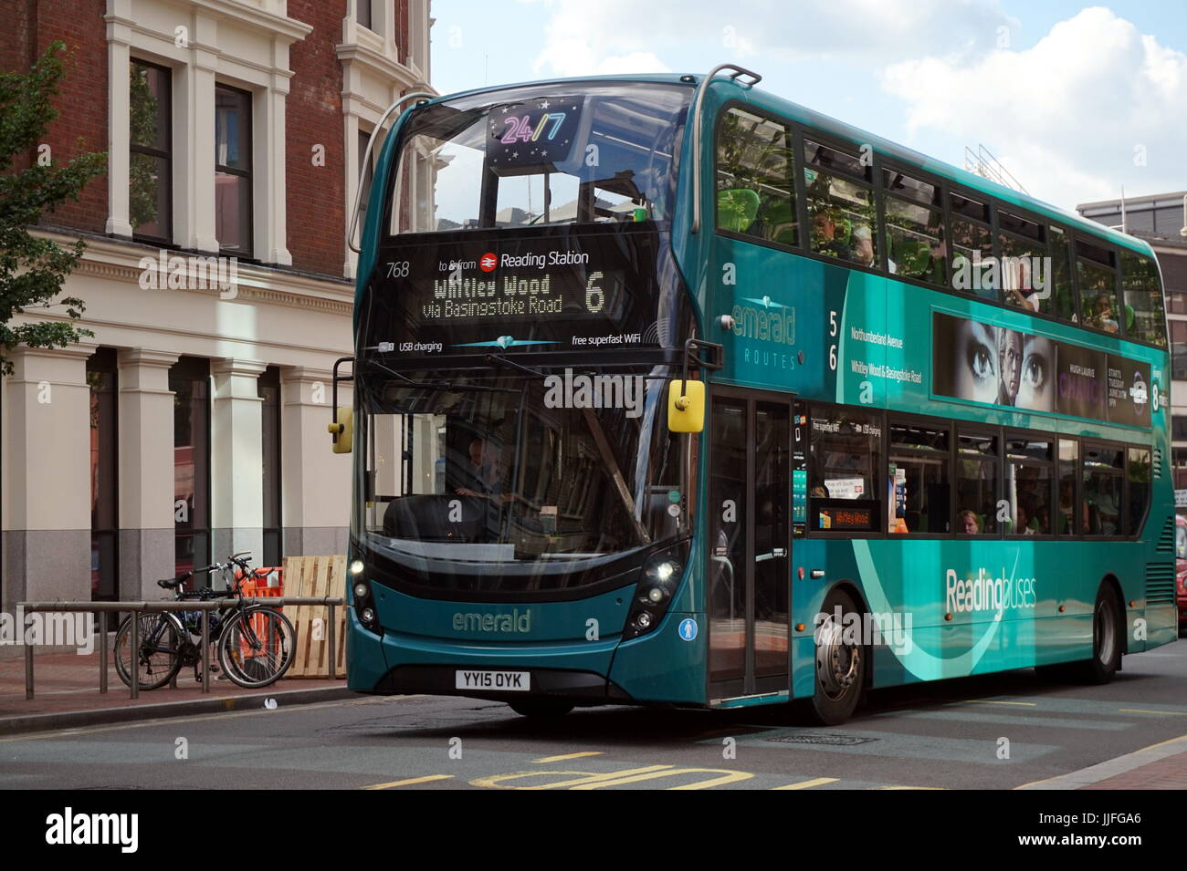 Reading, UK - June 17th 2017:A Number 6 Emerald Route bus operated by Reading Buses Stock Photo