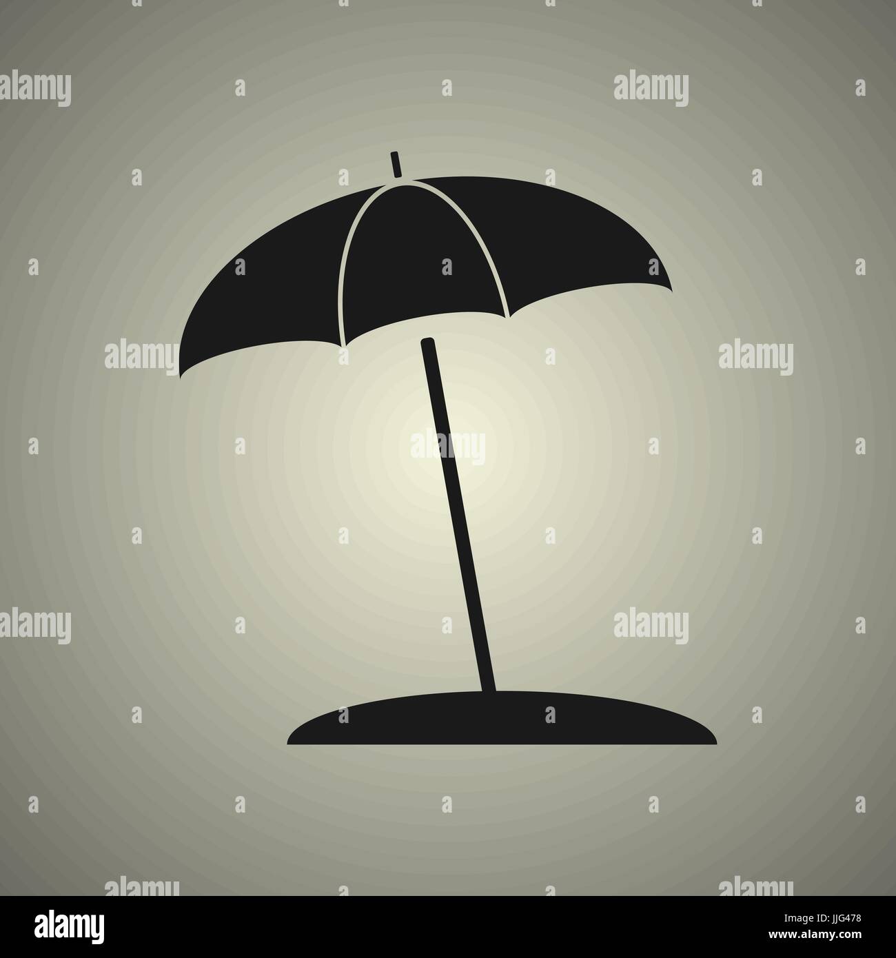 umbrella icon in black and white style, flat design Stock Vector