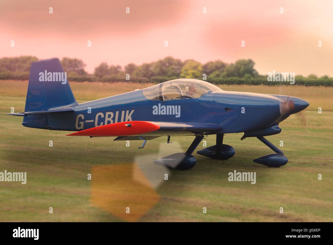 A VANS RV-6A hand built  airplane G-CRUK, taking off Stock Photo