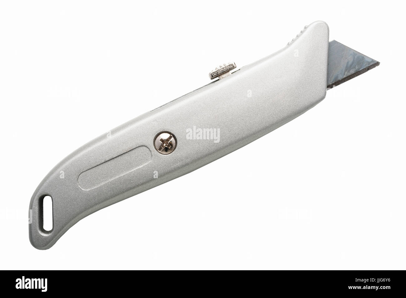 A stanley knife with retractable blade on a white background Stock Photo