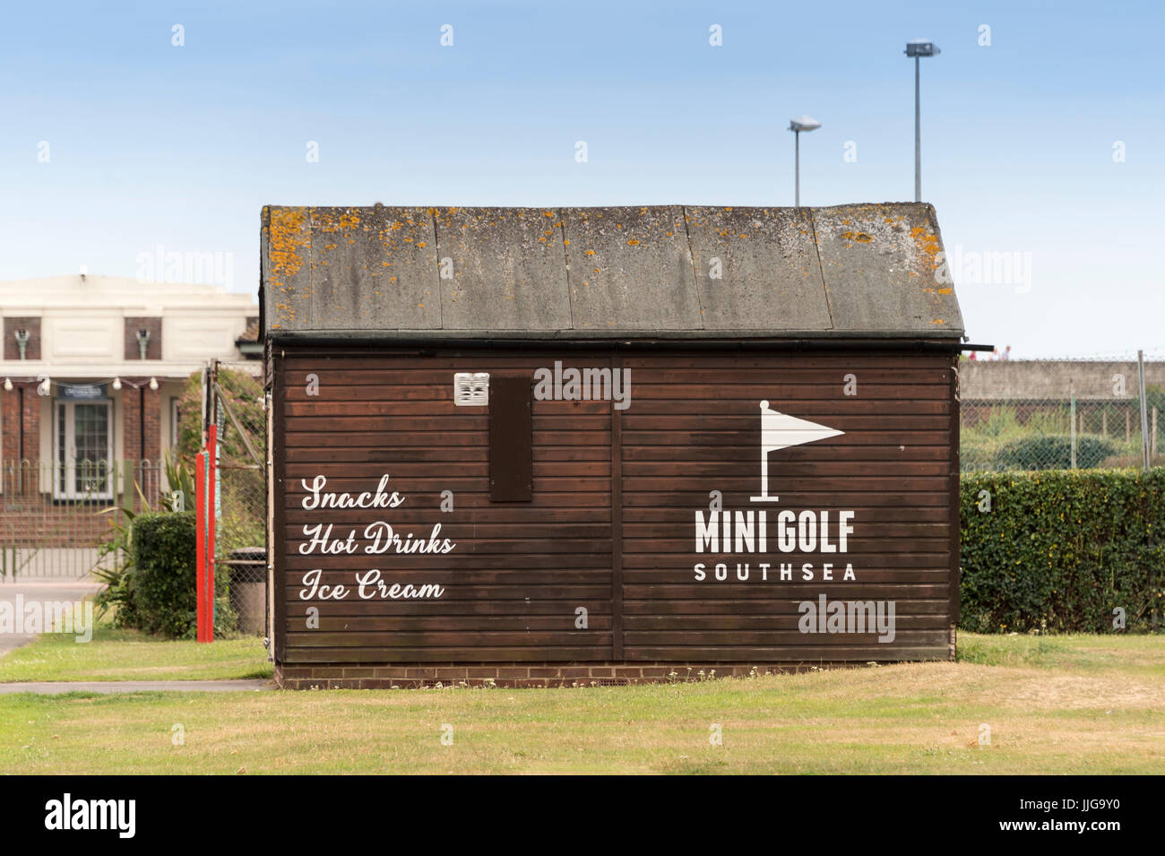 Southsea Mini Golf, hut and cafe. Stock Photo