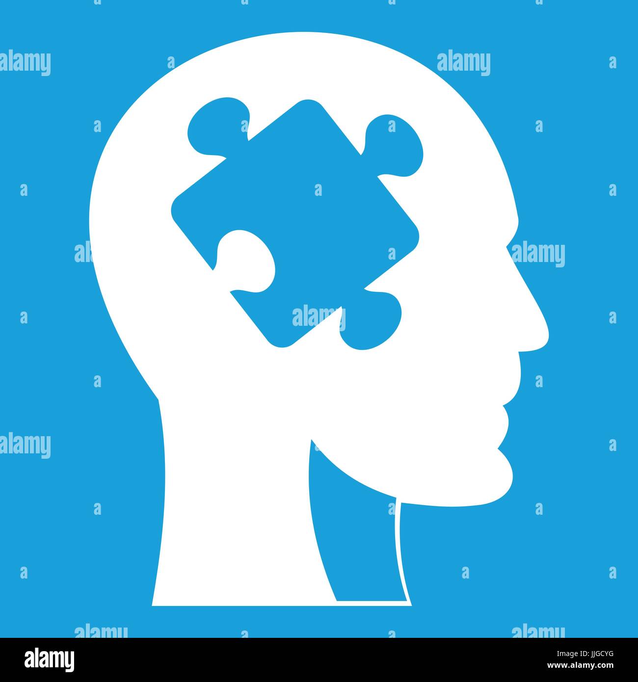Head with puzzle icon white Stock Vector Image & Art - Alamy