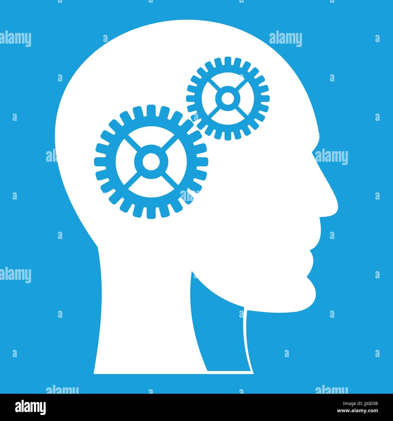 Gears in human head icon white Stock Vector Image & Art - Alamy