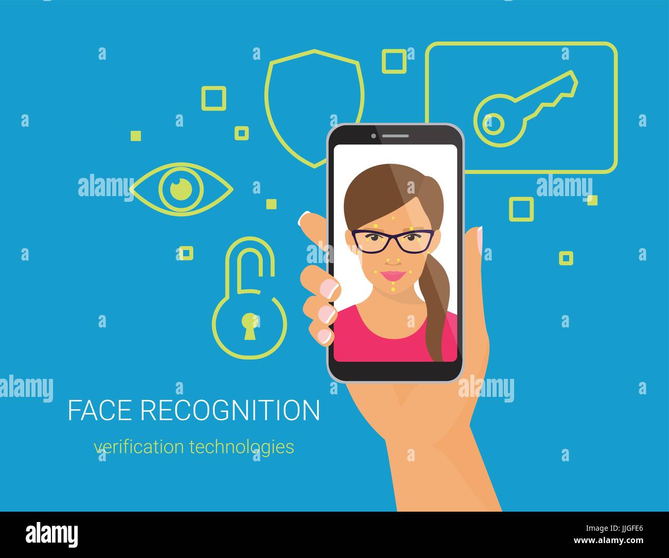 Face identification of woman wearing glasses Stock Vector Image & Art