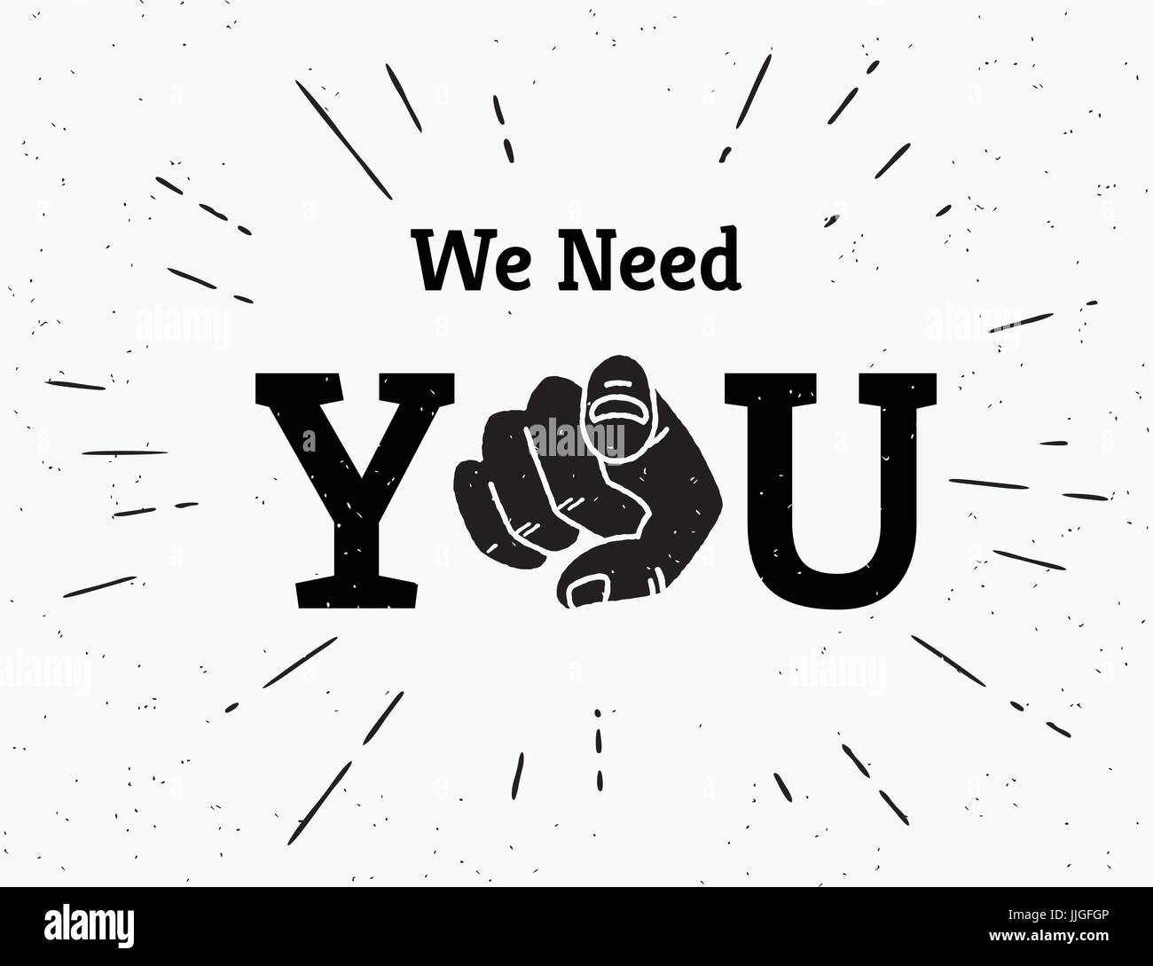 Retro black we need you hand pointing finger Stock Vector Image & Art ...