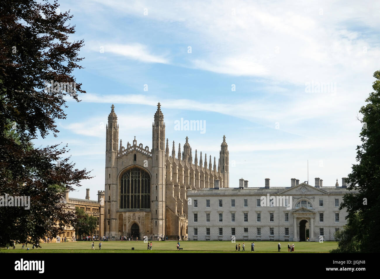 170717 - A very stereotypical view of Cambridge, showing Kings college Chapel on the backs. Stock Photo