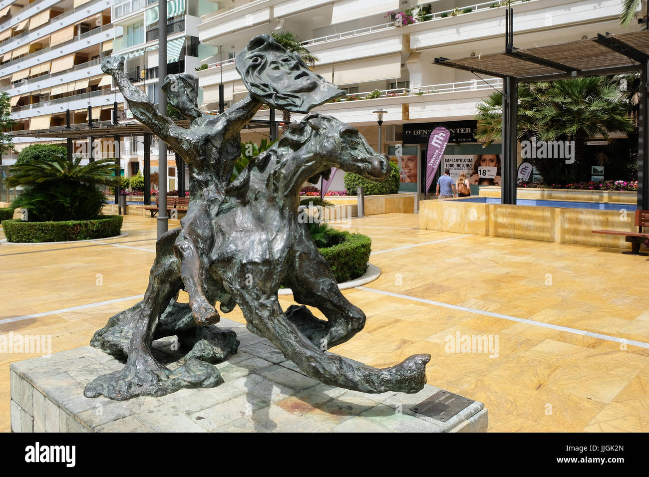 MARBELLA, ANDALUCIA/SPAIN - JULY 6 : Horse and Jockey Stumbling Statue by Salvador Dali in Marbella Spain on July 6, 2017 Stock Photo