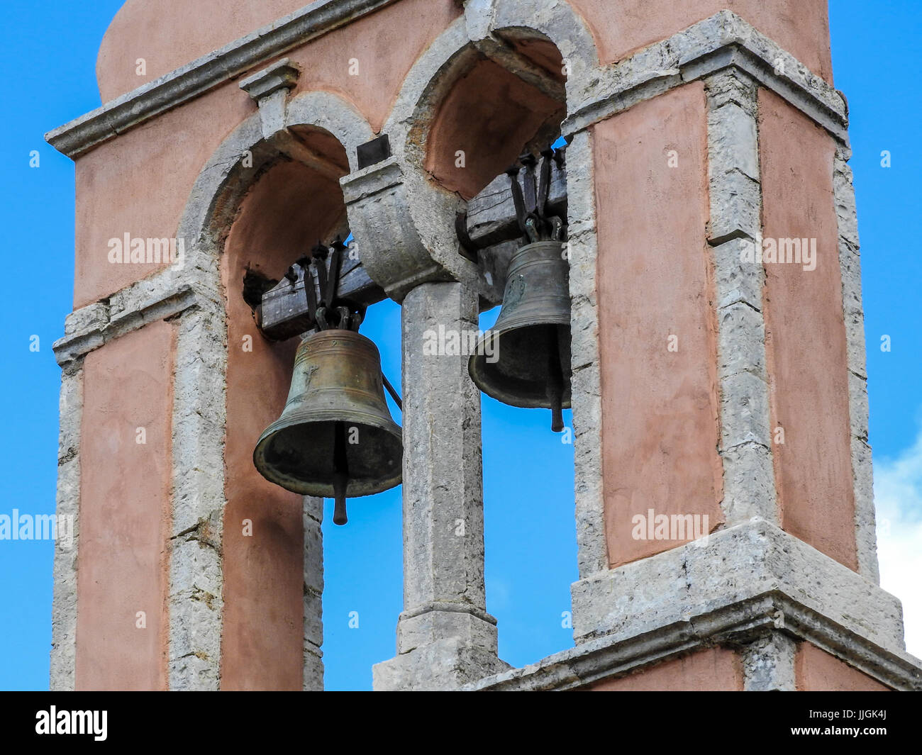 Church bells Old Perithia Corfu Greece Stock Photo