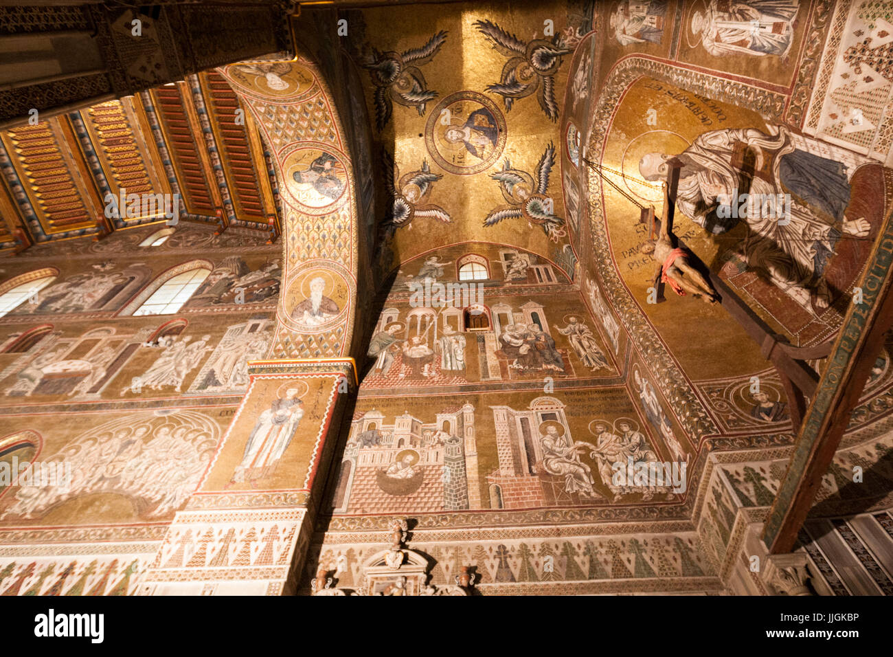 Cross in Monreale Cathedral, Duomo, Monreale, Sicily, Italy Stock Photo