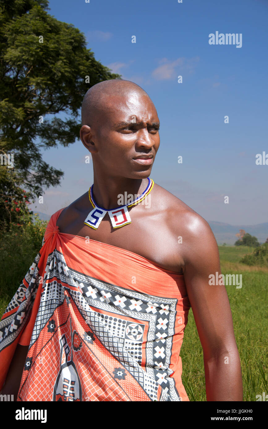 Tribesman in traditional clothes Ezulwini Valley Swaziland Southern Africa Stock Photo
