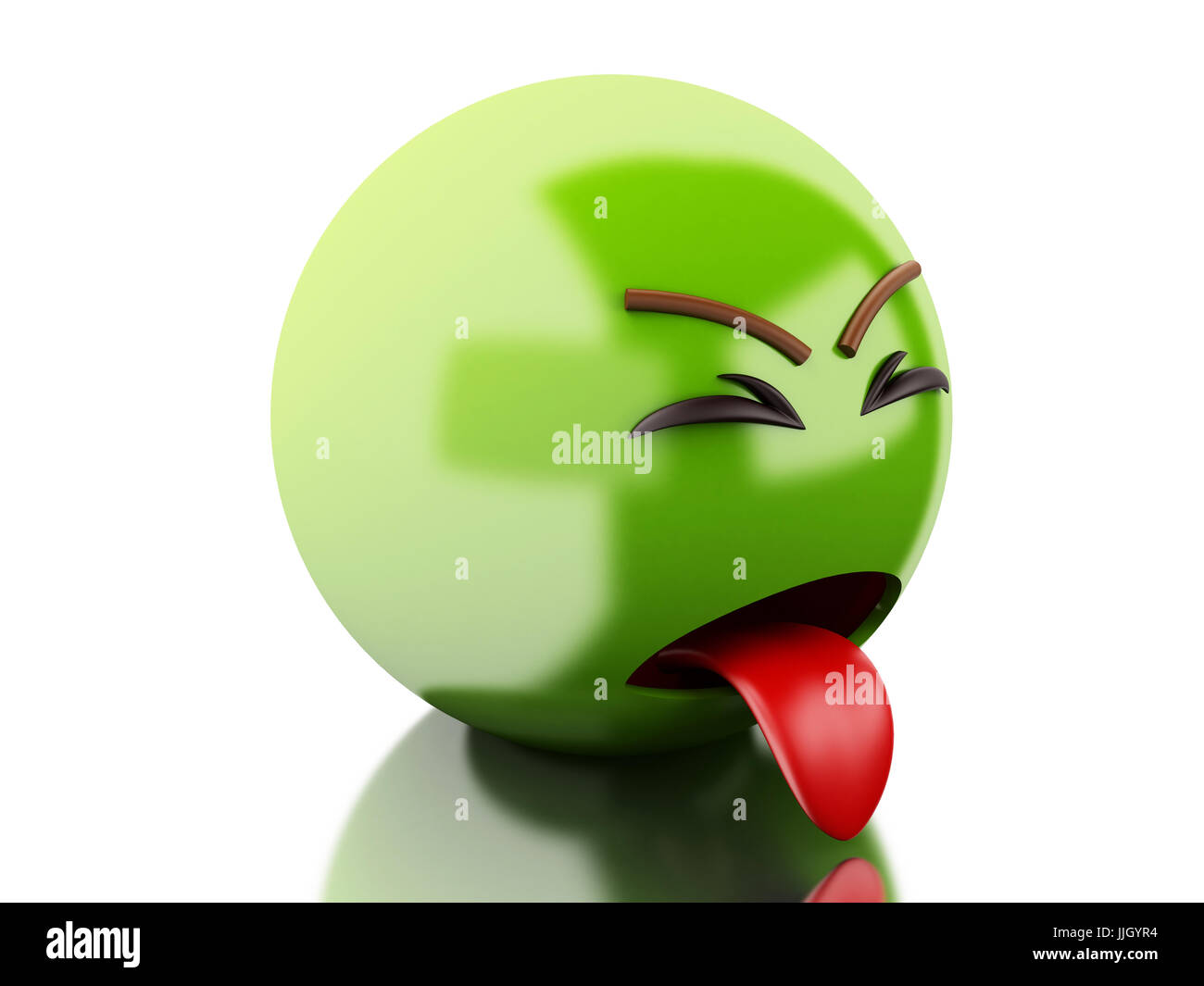 3d illustration. Sick emoticon with tongue out. Isolated white background Stock Photo