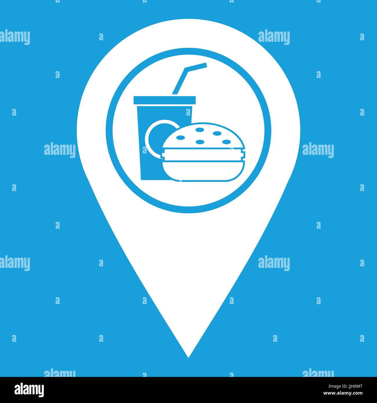 Fast food and restaurant map pointer icon white Stock Vector Image ...