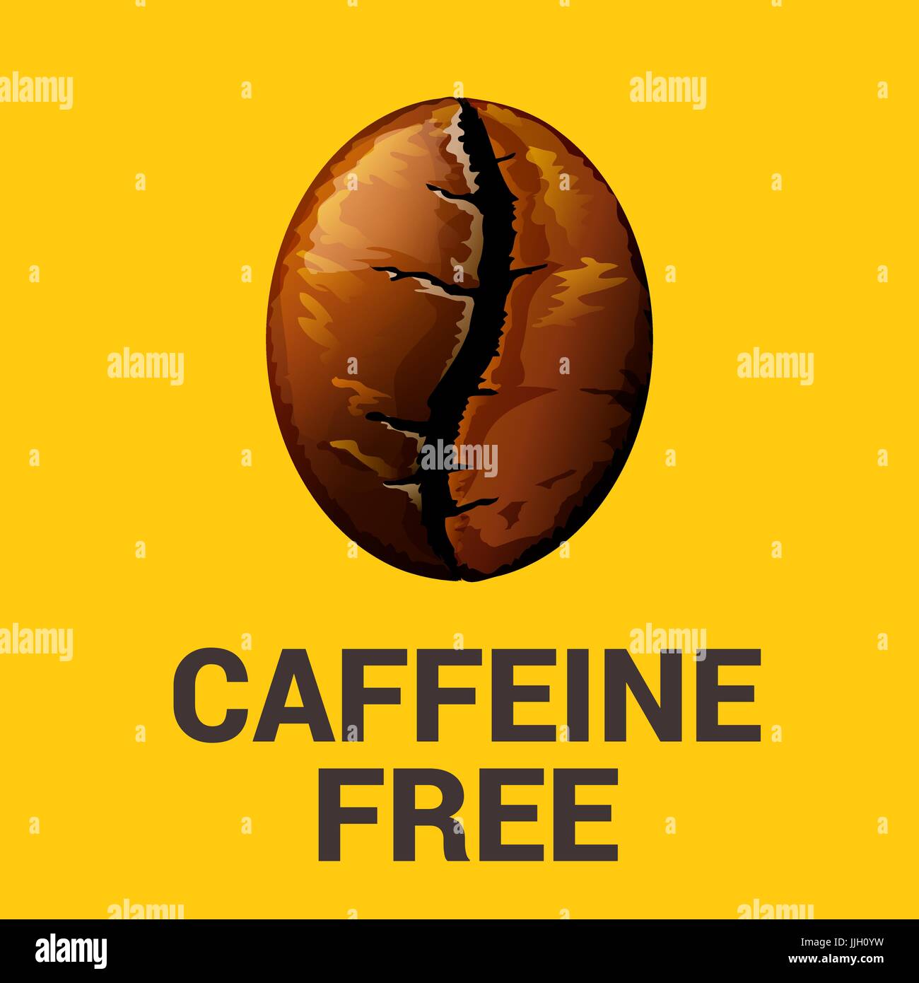 Caffeine free sign with coffee bean vector illustration Stock Vector