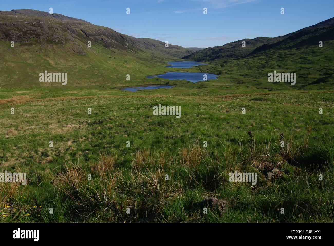Three lochs, Glen More, Isle of Mull, Scotland Stock Photo