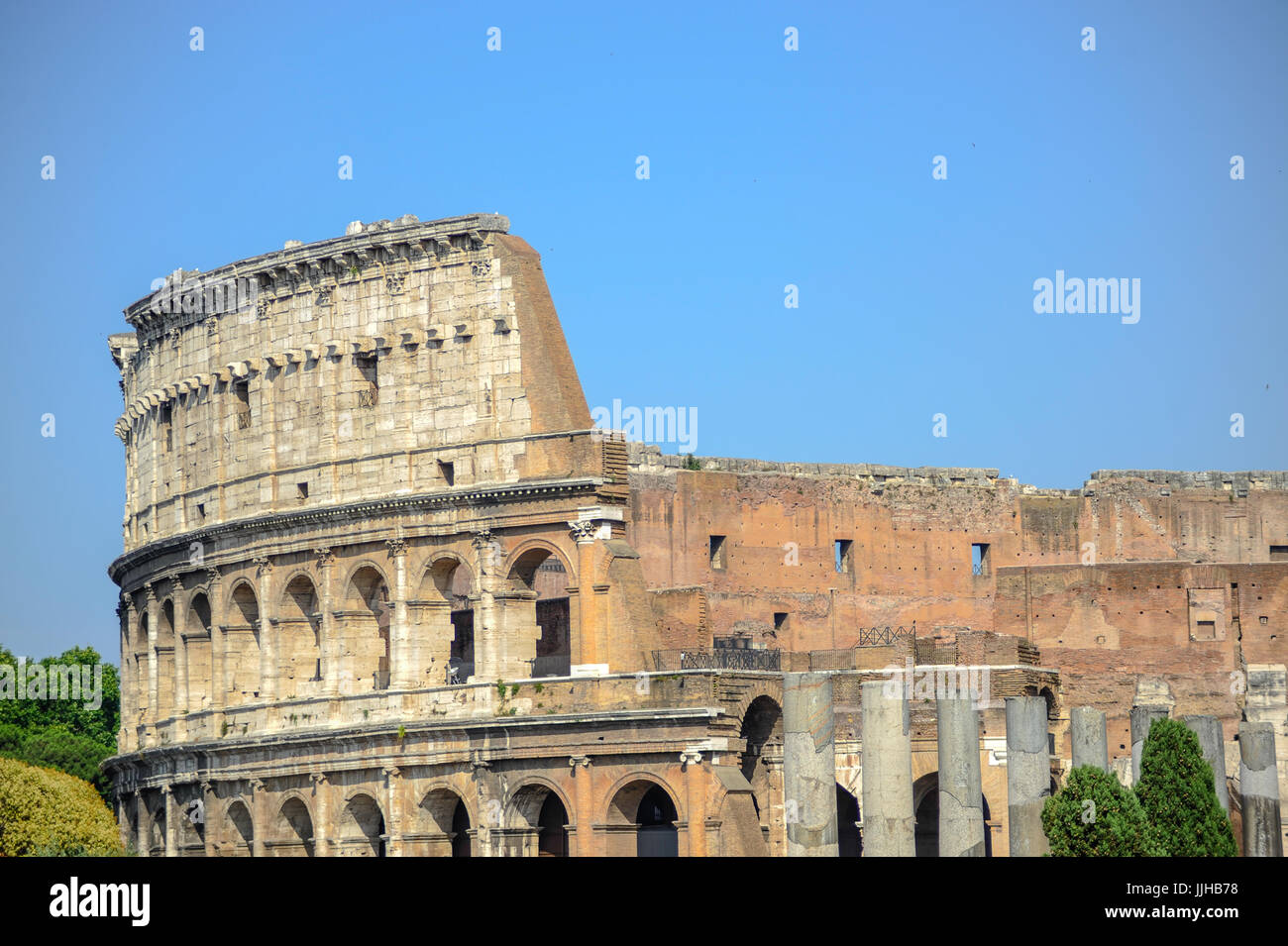 Collousem Close up detail of the external walls of Colosseum ruins in Rome, Italy ...