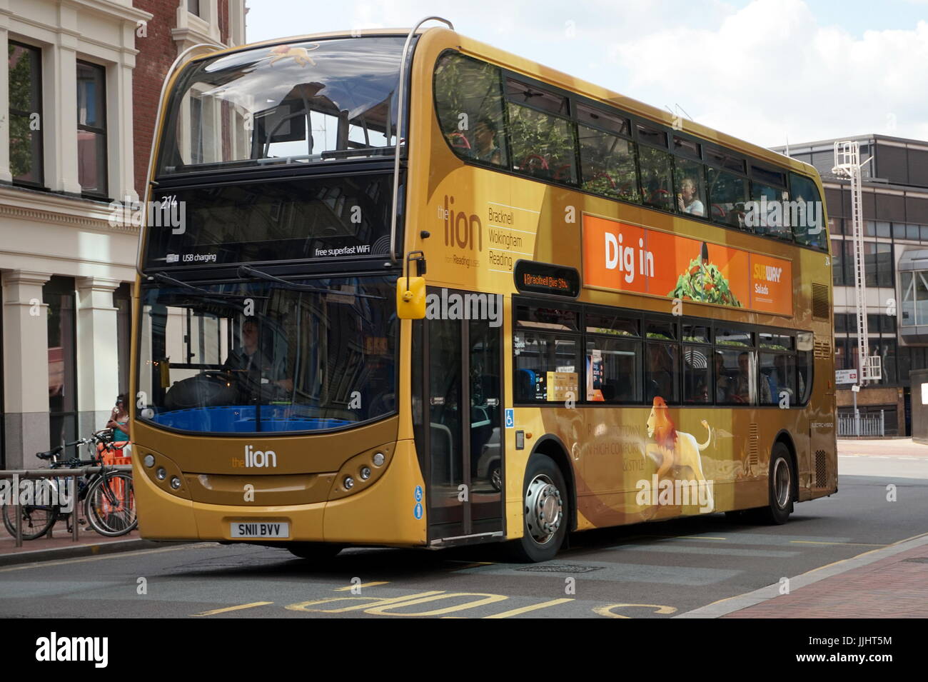 Reading, UK - June 17th 2017:A Number 214 'The Lion' bus operated by Reading Buses Stock Photo