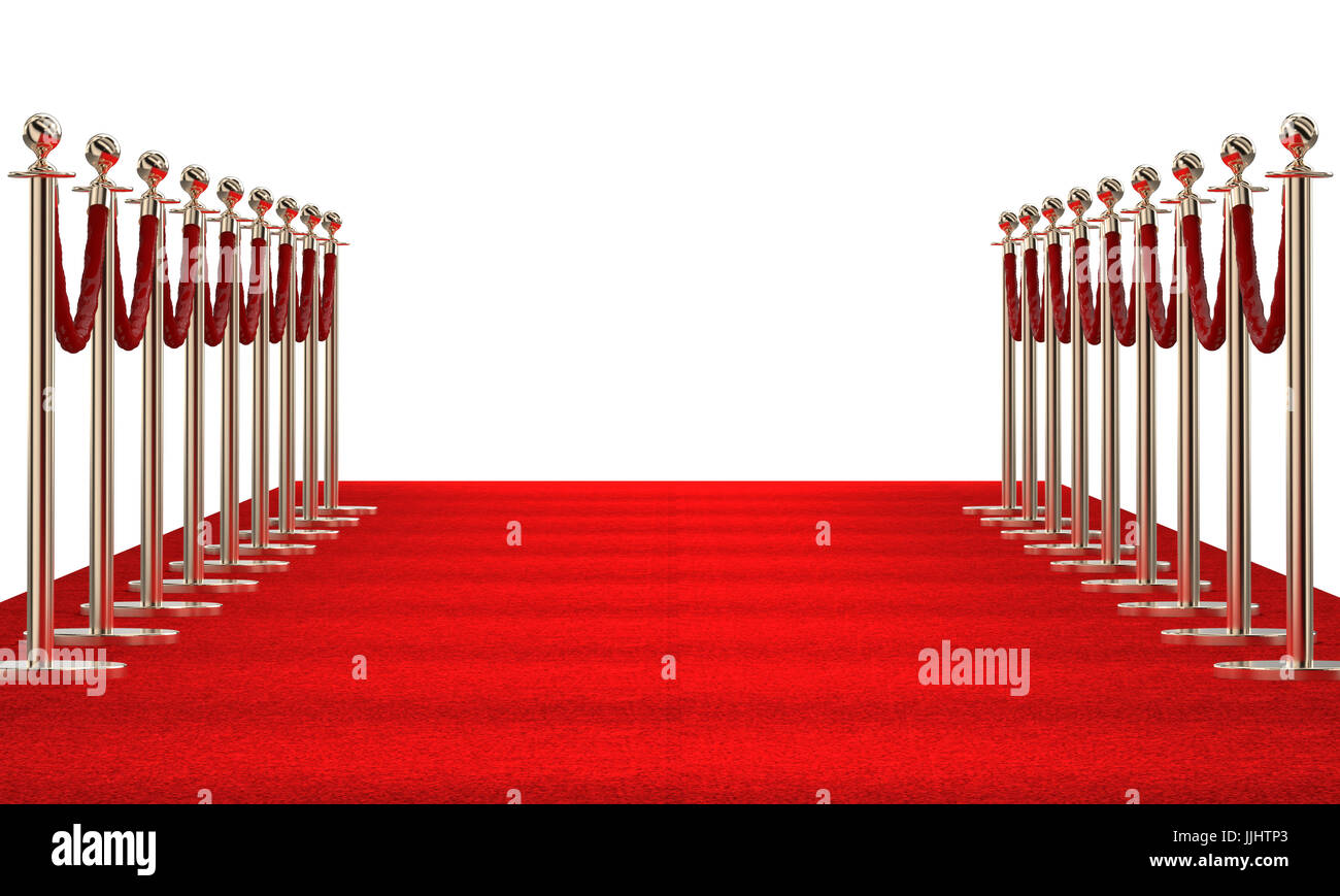 red carpet on white background 3d rendering image Stock Photo