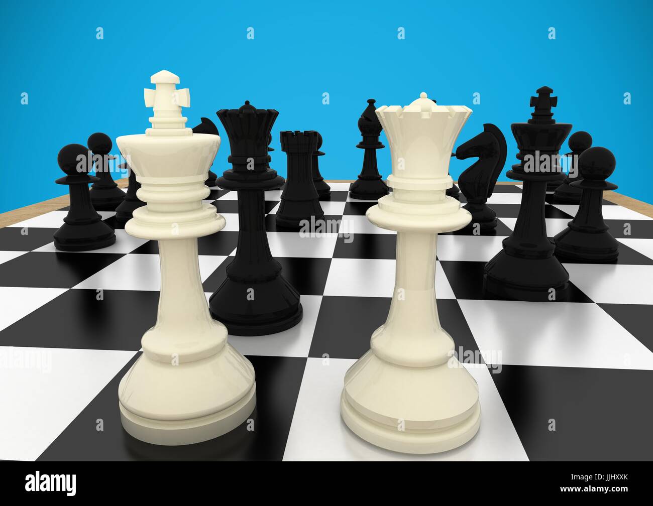 Premium Photo  Chess piece black king blur different chess pieces in the background  3d rendering