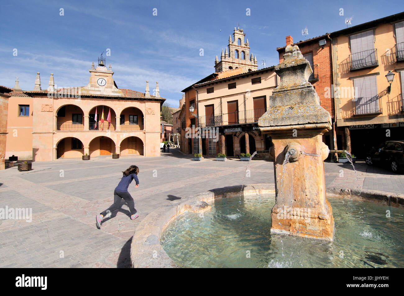 Main square of Ayllón. Segovia. Spain Stock Photo